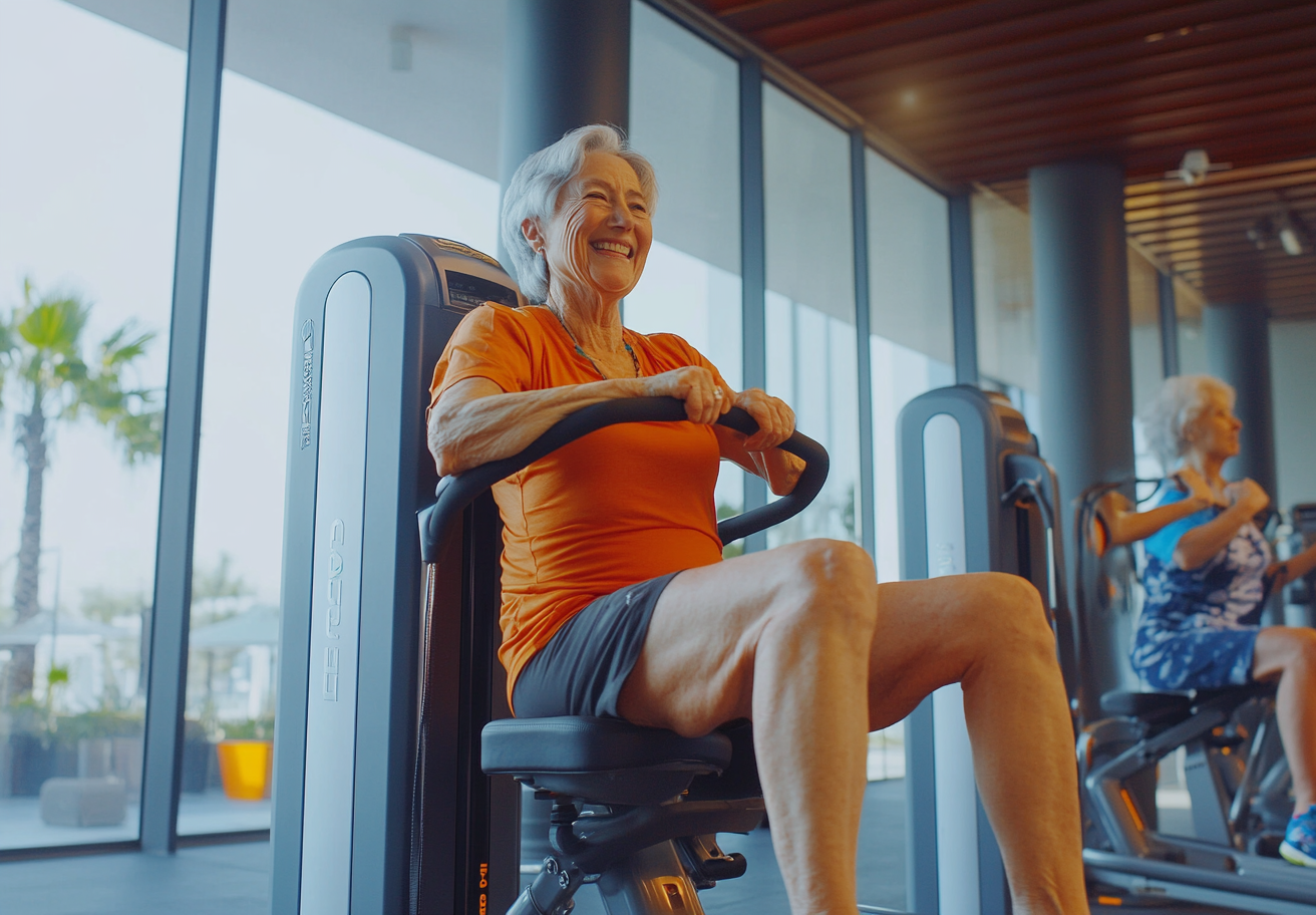 Активна жінка старшого віку тренується